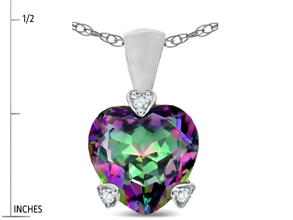 Star K 7mm Rainbow Mystic Topaz Small Heart Shape Love Pendant Necklace