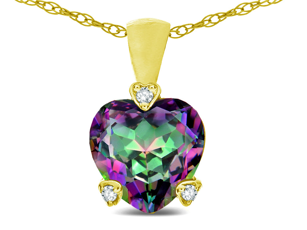 Star K 7mm Rainbow Mystic Topaz Small Heart Shape Love Pendant Necklace