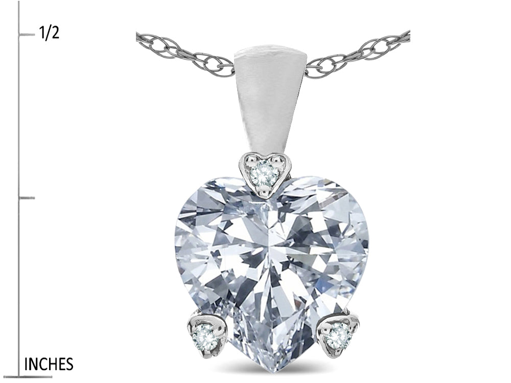 Star K 7mm Genuine White Topaz Small Heart Shape Love Pendant Necklace
