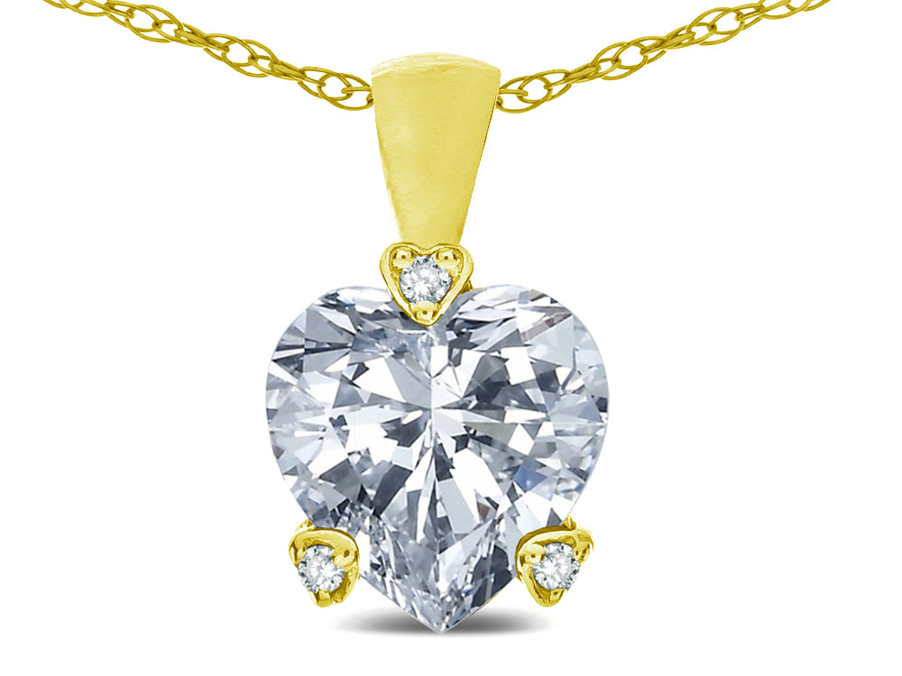 Star K 7mm Genuine White Topaz Small Heart Shape Love Pendant Necklace