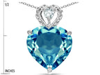 Star K 8mm Heart Shape Genuine Blue Topaz Rope Design Pendant Necklace
