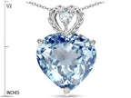 Star K 8mm Heart Shape Genuine Sky Blue Topaz Rope Design Pendant Necklace