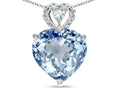 Star K 8mm Heart Shape Genuine Sky Blue Topaz Rope Design Pendant Necklace