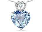 Star K 8mm Heart Shape Genuine Sky Blue Topaz Rope Design Pendant Necklace