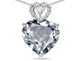 Star K 8mm Heart Shape Genuine Aquamarine Rope Design Pendant Necklace