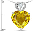 Star K 8mm Heart Shape Genuine Citrine Rope Design Pendant Necklace