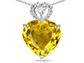 Star K 8mm Heart Shape Genuine Citrine Rope Design Pendant Necklace