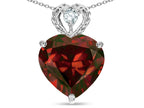 Star K 8mm Heart Shape Genuine Garnet Rope Design Pendant Necklace