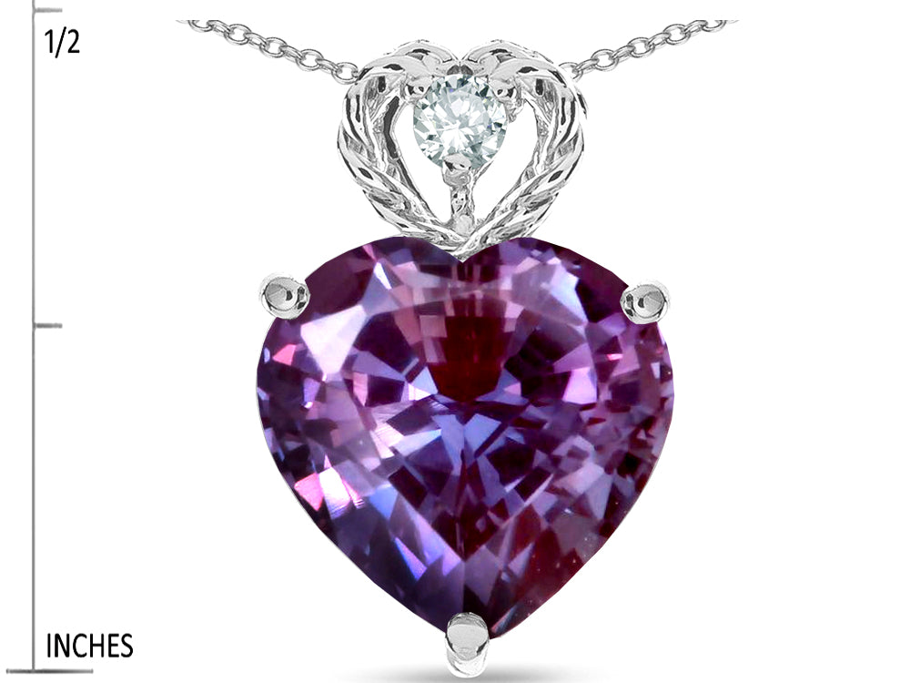 Star K 8mm Heart Shape Simulated Alexandrite Rope Design Pendant Necklace