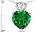 Star K 8mm Heart Shape Simulated Emerald Rope Design Pendant Necklace