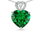 Star K 8mm Heart Shape Simulated Emerald Rope Design Pendant Necklace