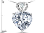 Star K 8mm Heart Shape Genuine White Topaz Rope Design Pendant Necklace