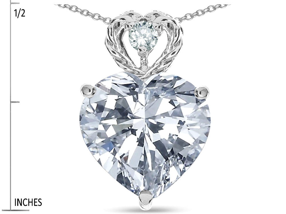 Star K 8mm Heart Shape Genuine White Topaz Rope Design Pendant Necklace