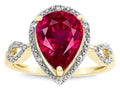 Star K  Vintage Look Halo Large 11x8 Pear Shape Created Ruby Ring