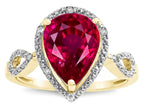 Star K  Vintage Look Halo Large 11x8 Pear Shape Created Ruby Ring