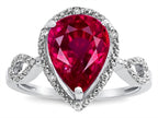 Star K  Vintage Look Halo Large 11x8 Pear Shape Created Ruby Ring