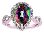 Star K ™ Vintage Look Halo Large 11x8 Pear Shape Rainbow Mystic Topaz Ring
