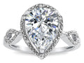 Star K  Vintage Look Halo Large 11x8 Pear Shape Genuine White Topaz Ring