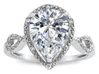 Star K  Vintage Look Halo Large 11x8 Pear Shape Genuine White Topaz Ring
