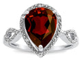 Star K  Vintage Look Halo Large 11x8 Pear Shape Genuine Garnet Ring