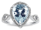 Star K  Vintage Look Halo Large 11x8 Pear Shape Simulated Aquamarine Ring