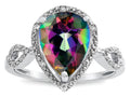 Star K  Vintage Look Halo Large 11x8 Pear Shape Rainbow Mystic Topaz Ring