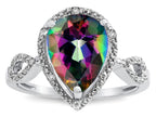 Star K  Vintage Look Halo Large 11x8 Pear Shape Rainbow Mystic Topaz Ring