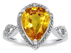 Star K  Vintage Look Halo Large 11x8 Pear Shape Genuine Citrine Ring