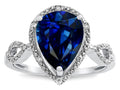 Star K  Vintage Look Halo Large 11x8 Pear Shape Created Sapphire Ring
