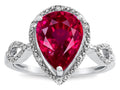 Star K  Vintage Look Halo Large 11x8 Pear Shape Created Ruby Ring