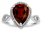 Star K  Vintage Look Halo Large 11x8 Pear Shape Genuine Garnet Ring