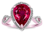 Star K  Vintage Look Halo Large 11x8 Pear Shape Created Ruby Ring