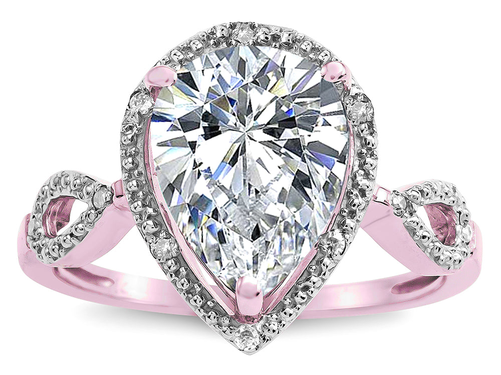 Star K  Vintage Look Halo Large 11x8 Pear Shape Genuine White Topaz Ring