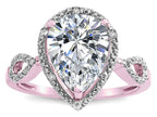 Star K  Vintage Look Halo Large 11x8 Pear Shape Genuine White Topaz Ring