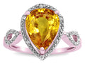 Star K  Vintage Look Halo Large 11x8 Pear Shape Genuine Citrine Ring