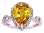 Star K  Vintage Look Halo Large 11x8 Pear Shape Genuine Citrine Ring