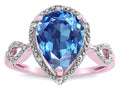 Star K  Vintage Look Halo Large 11x8 Pear Shape Genuine Blue Topaz Ring