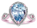 Star K  Vintage Look Halo Large 11x8 Pear Shape Genuine Sky Blue Topaz Ring