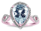 Star K  Vintage Look Halo Large 11x8 Pear Shape Simulated Aquamarine Ring