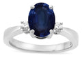 Star K  3 Three Stone Oval Genuine Sapphire Classic Engagement Promise Ring