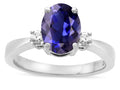 Star K  3 Three Stone Oval Genuine Iolite Classic Engagement Promise Ring