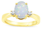 Star K ™ 3 Three Stone Oval Genuine Opal Classic Engagement Promise Ring