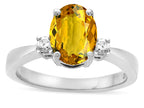 Star K ™ 3 Three Stone Oval Genuine Citrine Classic Engagement Promise Ring
