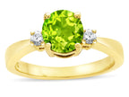 Star K ™ 3 Three Stone Round Genuine Peridot Classic Engagement Promise Ring