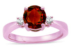 Star K ™ 3 Three Stone Round Genuine Garnet Classic Engagement Promise Ring
