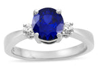 Star K  3 Three Stone Round Created Sapphire Classic Engagement Promise Ring