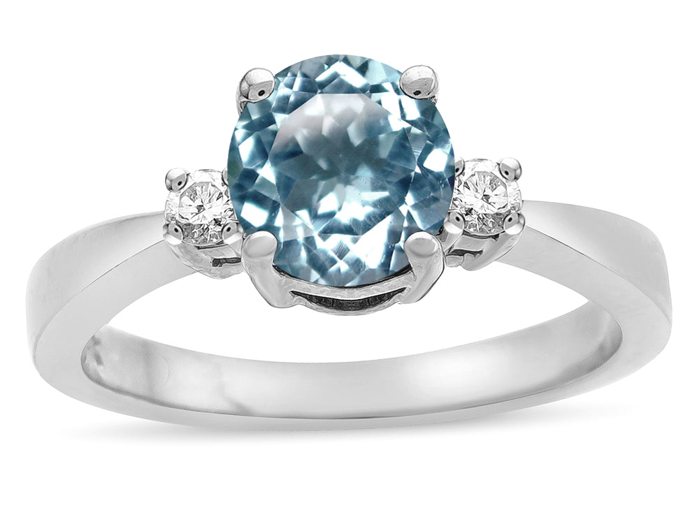 Tommaso Design Round 7mm Genuine Sky Blue Topaz Engagement Ring