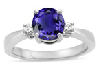 Tommaso Design Round 7mm Genuine Iolite Engagement Ring