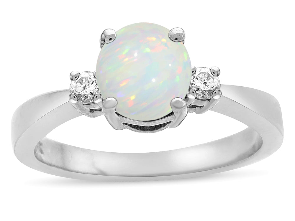 Tommaso Design Round 7mm Genuine Opal Engagement Ring