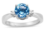 Tommaso Design Round 7mm Genuine Blue Topaz Engagement Ring